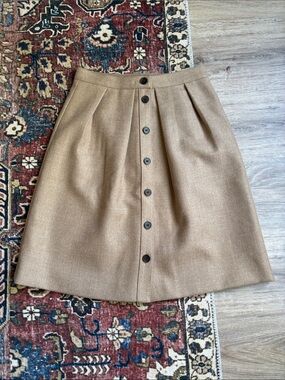 J. Crew Camel Wool Button-Front A-Line Skirt